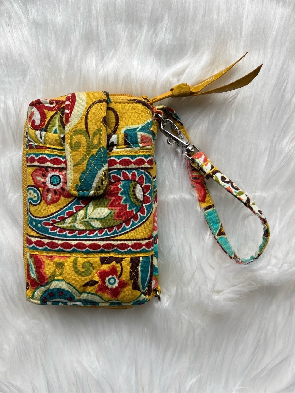 Vera Bradley All In One Wristlet Wallet Provençal Yellow with Strap